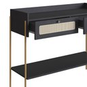 Ver imagem 6 de Aparador Industrial Retrô com Tela Sintética e 2 Gavetas Cor:nero com Dourado