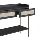 Ver imagem 7 de Aparador Industrial Retrô com Tela Sintética e 2 Gavetas Cor:nero com Dourado