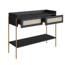 Ver imagem 5 de Aparador Industrial Retrô com Tela Sintética e 2 Gavetas Cor:nero com Dourado