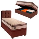 Ver imagem 1 de Cama Box Bau com Colchão Solteiro Belmont Hellen + Cabeceira Marrom