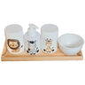 Kit Higiene Baby Safari 5 Pçs - com Bandeja e Tampa C/ Trava - 5