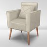 Cadeira Poltrona para Sala Quarto Confortável e Reforçada Minimalista Contemporânea:bege - 3
