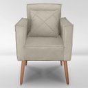 Ver imagem 1 de Cadeira Poltrona para Sala Quarto Confortável e Reforçada Minimalista Contemporânea:bege
