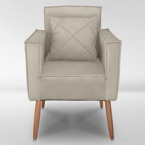 Cadeira Poltrona para Sala Quarto Confortável e Reforçada Minimalista Contemporânea:bege