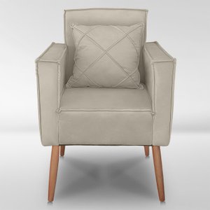 Cadeira Poltrona para Sala Quarto Confortável e Reforçada Minimalista Contemporânea:bege