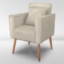 Ver imagem 3 de Cadeira Poltrona para Sala Quarto Confortável e Reforçada Minimalista Contemporânea:bege