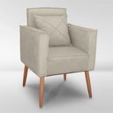 Ver imagem 5 de Cadeira Poltrona para Sala Quarto Confortável e Reforçada Minimalista Contemporânea:bege