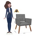 Ver imagem 3 de Kit 2 Poltronas Decorativa Camila Suede Cinza Pés Madeira Ms Decor