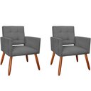 Ver imagem 1 de Kit 2 Poltronas Decorativa Camila Suede Cinza Pés Madeira Ms Decor