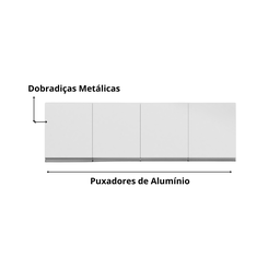 Armário Aéreo Suspenso P/ Cozinha Andreia 150cm C/ 4 Portas - Ajl Móveis - 3
