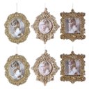 Ver imagem 1 de Kit Porta Retrato Glitter Champanhe Gold para Árvore Natal 10cm 6 Peças - Magizi