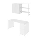 Ver imagem 2 de Escrivaninha 1,5m C/ Balcão Lateral Armário Aéreo e Nicho F5 Cor:branco