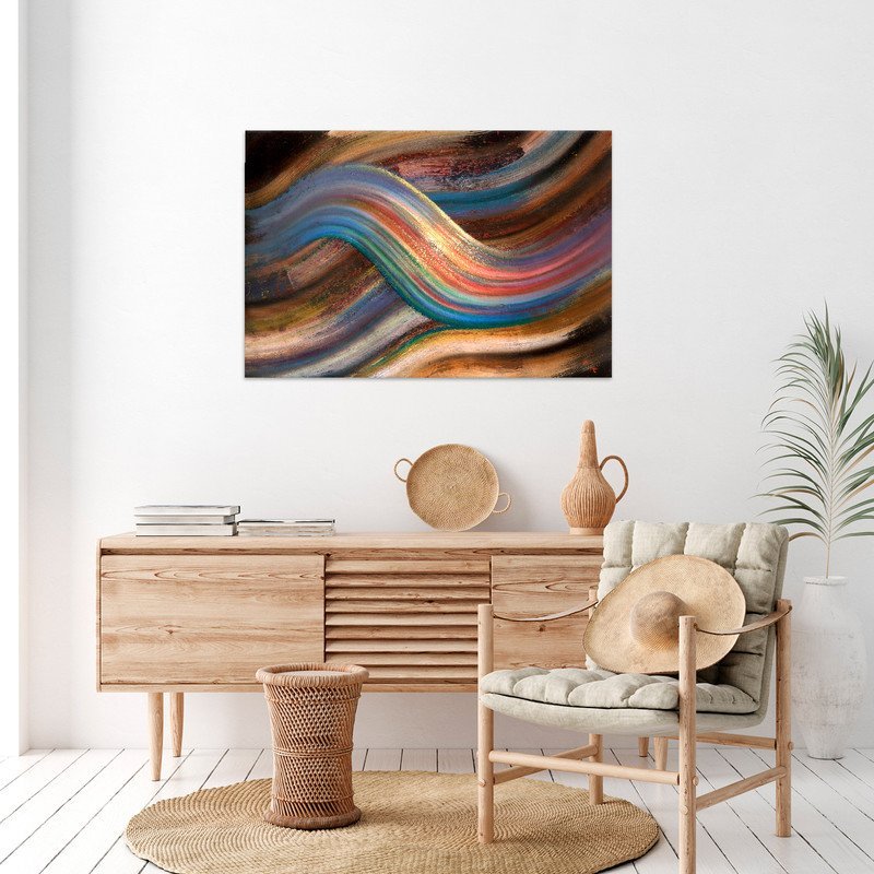 Quadro Decorativo Tela Canvas Abstrato Linhas Douradas Sobrepostas - 120x80 Cm - 4
