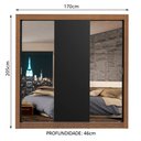 Ver imagem 3 de Guarda-Roupa Casal Madesa Lyon 3 Portas de Correr com Espelhos 2 Gavetas Rustic/Preto Cor:Rustic/Pre