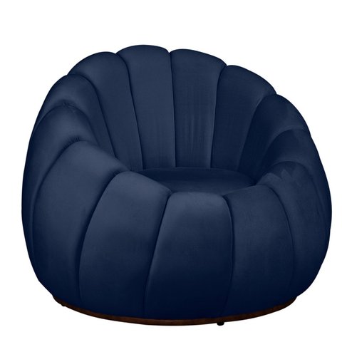 Poltrona Decorativa Concha Base Arco Giratória Veludo Cor:marinho