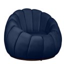 Ver imagem 1 de Poltrona Decorativa Concha Base Arco Giratória Veludo Cor:marinho