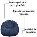 Ver imagem 6 de Poltrona Decorativa Concha Base Arco Giratória Veludo Cor:marinho