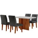Ver imagem 2 de Sala de Jantar Mesa Olimpia 120 Tampo em Mdf Vidro Canto Copo com 4 Cadeiras Grecia