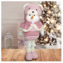 Ver imagem 1 de Boneco De Neve Natal Rosa Fofinho Perna Ajustável 94cm