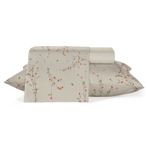Jogo de Cama - Casal - Diamante - 150 Fios - 4 Peças - 100% Algodão - Teka Cor: Ramos