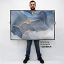 Ver imagem 2 de Quadro Decorativo em Canvas Abstrato Mármore Azul TaColado Moldura Flutuante 4,5cm Madeira 120 x 80c
