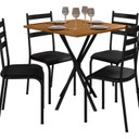 Ver imagem 2 de Conjunto Mesa com 4 Cadeiras Aço e MDF Tampo Quadrado Preto e Cedro Diamante