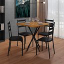 Ver imagem 1 de Conjunto Mesa com 4 Cadeiras Aço e MDF Tampo Quadrado Preto e Cedro Diamante