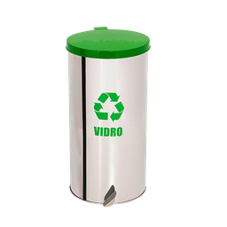 Lixeira Coleta Seletiva Pedal 30l em Aço Inox - Verde - 1