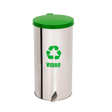 Lixeira Coleta Seletiva Pedal 30l em Aço Inox - Verde