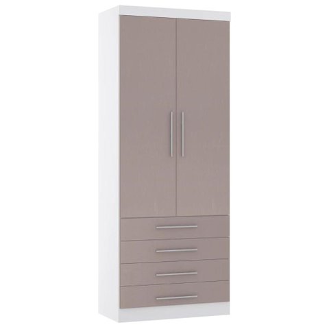 Guarda Roupa Modulado 90cm 2 Portas 4 Gavetas Taiga Branco/cinnamon L01 - Mpozenato