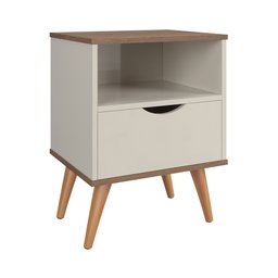 Mesa De Cabeceira Fox Luxo Pés Retro - Off White/Nature - 4