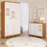 Quarto de Bebê Completo Guarda Roupas 3 Portas Cômoda 1 Porta 4 Gavetas 100% Mdf Telinha - 1