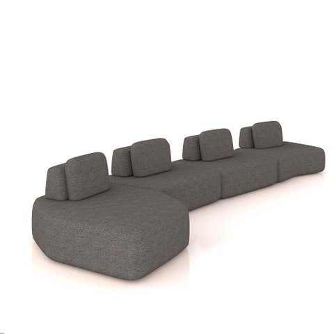 Sofá 4 Lugares Orgânico com Chaise e 3 Módulos Berlim bouclê Gf K01 - D’Rossi
