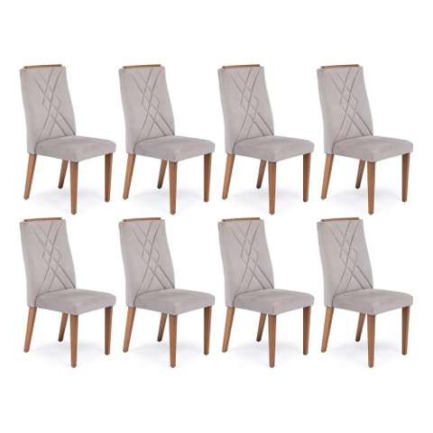 Conjunto de 8 Cadeiras de Madeira Maciça Megan - Fendi