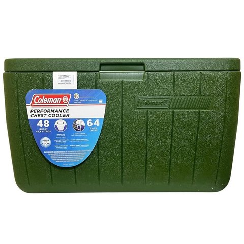 Caixa Térmica Coleman 48qt 45,4 Litros Cor Verde 64 Latas