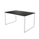 Ver imagem 1 de Mesa de Jantar Industrial 6 Lugares Preta 140x90 Base Aço Branco