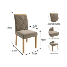 Cadeira Sala de Jantar Fernanda Madeira Kit 2 Un Madeira-suede Chumbo - Cimol - 2