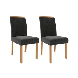 Cadeira Sala de Jantar Fernanda Madeira Kit 2 Un Madeira-suede Chumbo - Cimol - 1