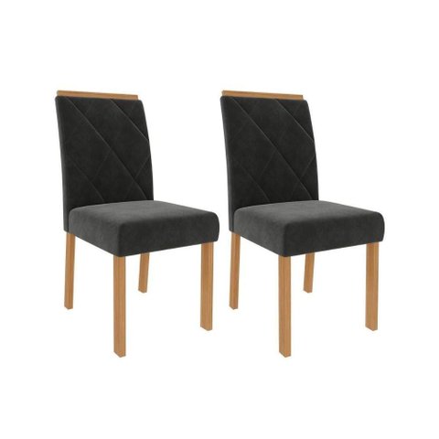Cadeira Sala de Jantar Fernanda Madeira Kit 2 Un Madeira-suede Chumbo - Cimol