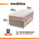 Ver imagem 4 de Cama Box Baú Solteiro Colchão Molas Qatar 88x188x63cm Bege/Branco Inducol