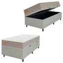 Ver imagem 1 de Cama Box Baú Solteiro Colchão Molas Qatar 88x188x63cm Bege/branco Inducol