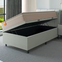 Ver imagem 3 de Cama Box Baú Solteiro Colchão Molas Qatar 88x188x63cm Bege/branco Inducol