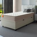Ver imagem 2 de Cama Box Baú Solteiro Colchão Molas Qatar 88x188x63cm Bege/branco Inducol
