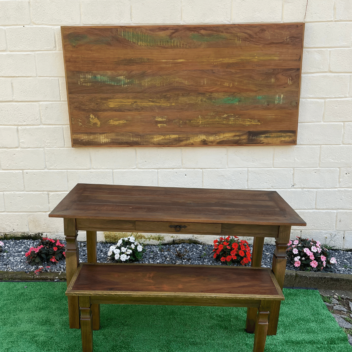 Ver imagem 4 de Painel em Madeira de Demolição com Tinta Pátina 2m X 1m Sudeste Rústico