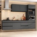 Ver imagem 1 de Armário Cozinha Modulada Completa Suspensa 251,5cm 4 Peças Milano Multimóveis MP2477 Grafite