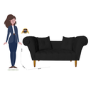 Ver imagem 4 de Namoradeira Recamier Sofá Decorativo 02 Lugares Dubai Suede Preto - Incasa Decor