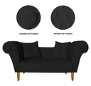 Ver imagem 5 de Namoradeira Recamier Sofá Decorativo 02 Lugares Dubai Suede Preto - Incasa Decor