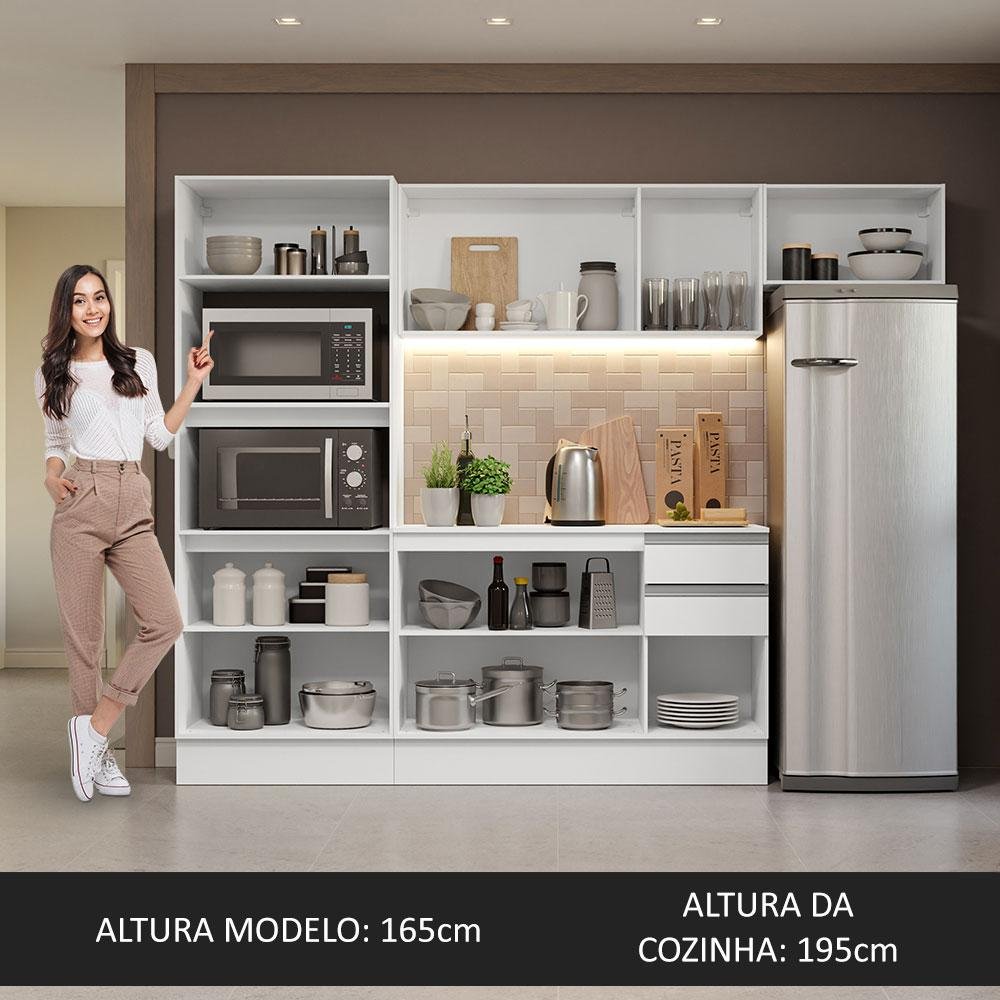 Armário de Cozinha Completa 100% MDF 250cm Branco Smart Madesa 03 - 6