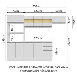 Armário de Cozinha Completa 100% MDF 250cm Branco Smart Madesa 03 - 4