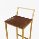 Ver imagem 4 de Jogo Mesa Alta Bistrô Redonda Branca 2 Banquetas Estofado Confort Industrial Dourado Don Castro Deco